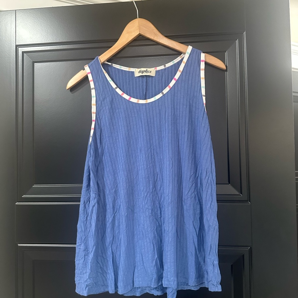 Velvet by Graham & Spencer Periwinkle Blue Sleeveless Tank with Striped Trim